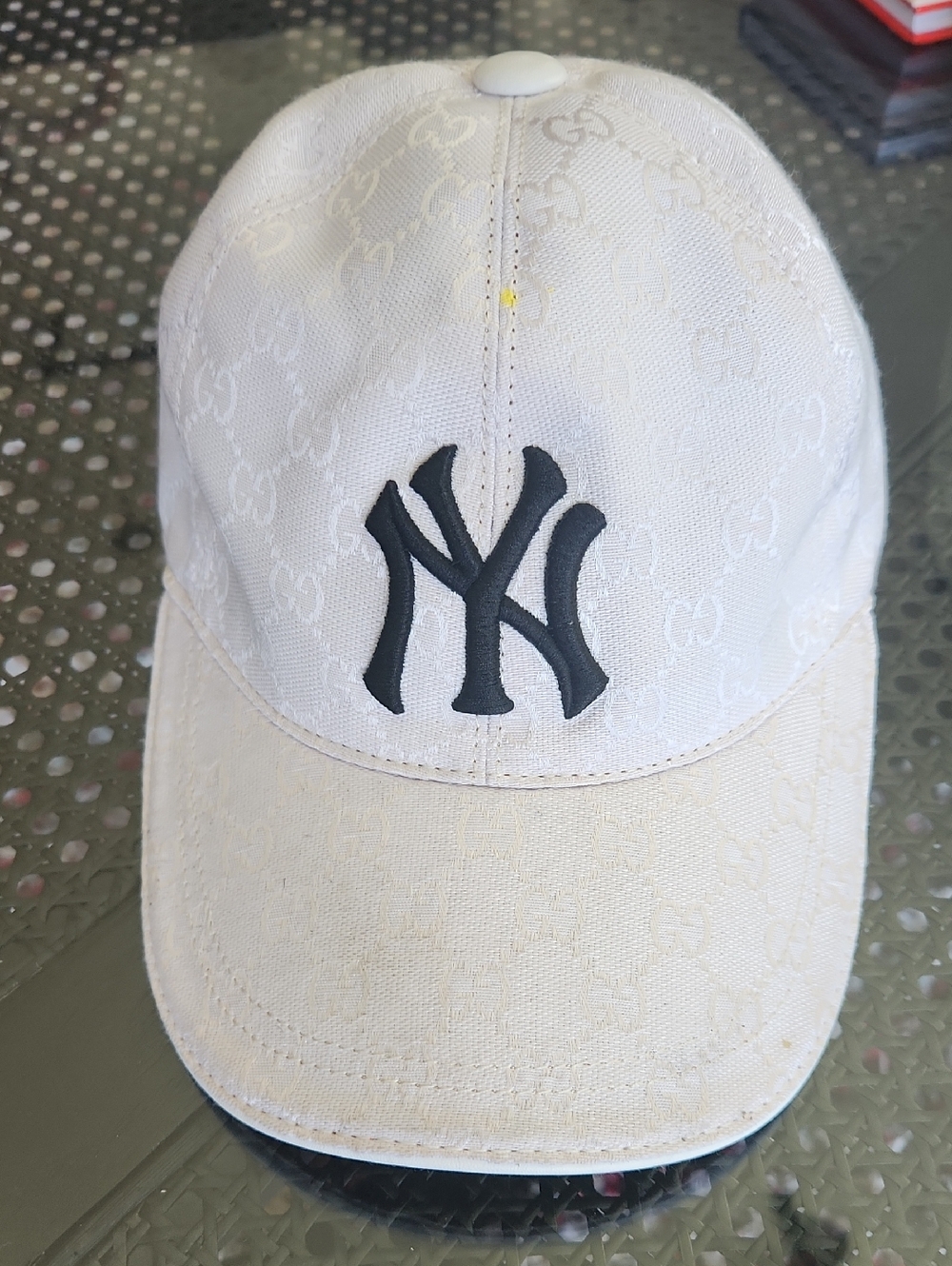 Gucci White GG Monogram Baseball Cap